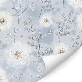 HLNIUC Boho Dandelion Floral Wallpaper 17”x118”Blue Floral Peel And Stick Wall Mural Leaves and Flower Contact Paper Blue Gray Decorative Room Paper Self Adhesive Daisy Wall Paper for Cabinet Bathroom