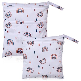 Morwealth Pack of 2 Wetbag Nursery Large Changing Bag Waterproof Nappy Bag Wet Bag for Toddler Nappies Travel Gym Beach Pool, White, Wetbag