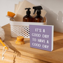 CUANFDDSF Purple It’s a Good Day To Have a Good Day Wooden Box Sign, Baby Girls Boys Kids Room Nursery Decor, Girly Dorm Room for Wall Desk Shelf Tabletop Decoration, Inspirational Office Plaques Decor