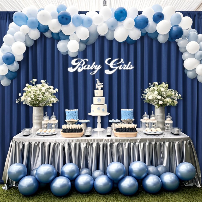 Navy Blue Backdrop Curtain Panels, Wrinkle Free Navy Blue Photo