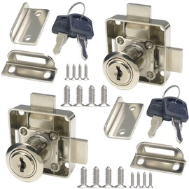 Double Door Cabinet Lock Cabinet Drawer Lock [Keyed Alike] Double Deadbolt Door Lock[Left Side Door Mount]. Drilling Diameter 3/4"/19mm for (3/5"-/15mm -7/8"-/22mm) Door Panel (2 Pack