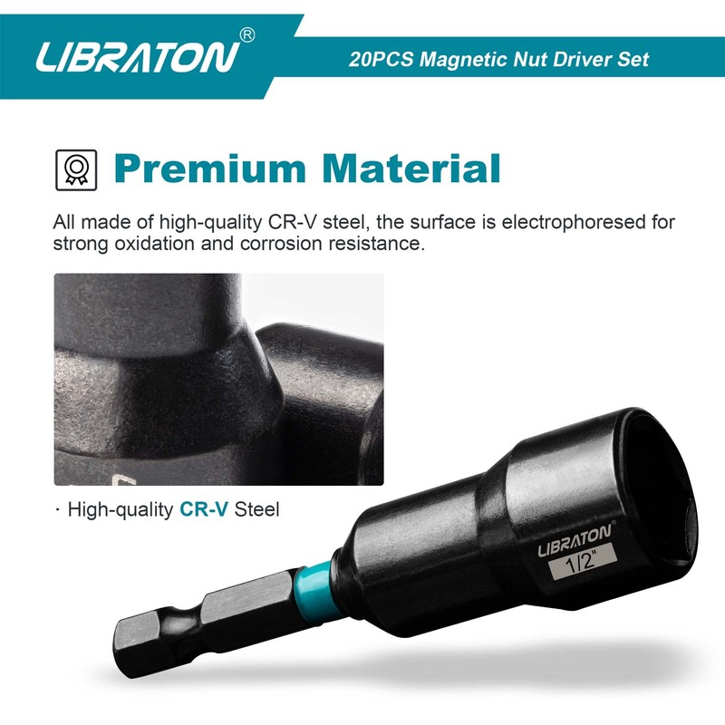 LIBRATON Impact Socket Set, 20-Piece Set, Impact Driver, Electric Drill