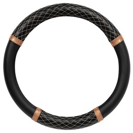 Carbella Rose Gold Quilted Steering Wheel Cover - Elegant Craft 15" Steering Cover for Cars, Trucks, SUV Accessories Accent