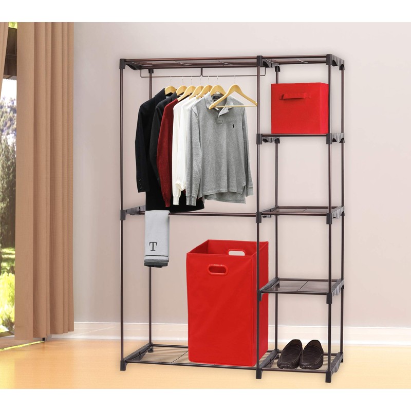 Simple Houseware Foldable Closet Laundry Hamper Basket, Red