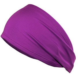 Kenz Laurenz Performance Headband Moisture Wicking Athletic Sports Head Band Wide Head Band Sweatband - Workout, Soccer, Softball, Basketball (Purple)