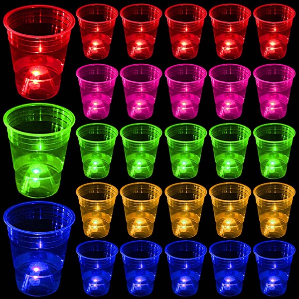 LLKMDSS 24 Pcs Glow Party Cups,Cups Favors for Party Supplies,Glow
