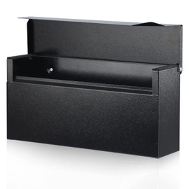 KYODOLED Wall-Mount Mailbox,Large Capacity Mail Box,Galvanized Steel Rust-Proof Metal Post Box,Mailboxes for Outside,14.56" x7" x4.13" Black