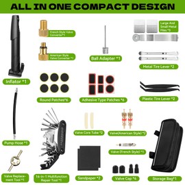 Ninonly Bicycle Repair Kit 38 Pieces Bicycle Repair Tool Set with 16-in-1 Bicycle Multitool Emergency Kit Repair Kit Tyre Lever Bicycle Repair Kit with Bicycle Pump and Repair for On the Go