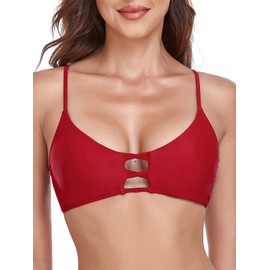 RELLECIGA Women's Red Strappy Longline Triangle Bikini Top Size Medium