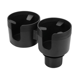 Car Double Cup Holder Extender, 2-in-1 Car Cup Holder Adapter with Adjustable Base, Universal Multifunctional Cup Holder Organizer for Beverage, Snack, Cup, Bottle Storage (Black)