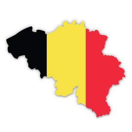 Belgium Map Flag Country Shape - 5" Vinyl Sticker - for Car Laptop I-Pad - Waterproof Decal