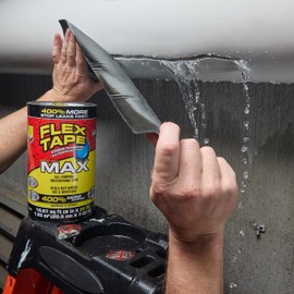 Flex Tape, MAX, Original Thick Flexible Rubberized Waterproof Tape - Seal and Patch Leaks, Works Underwater, Indoor Outdoor - Home RV Roof and Pool Repairs, Black, 8 in x 25 ft, Pack of 1
