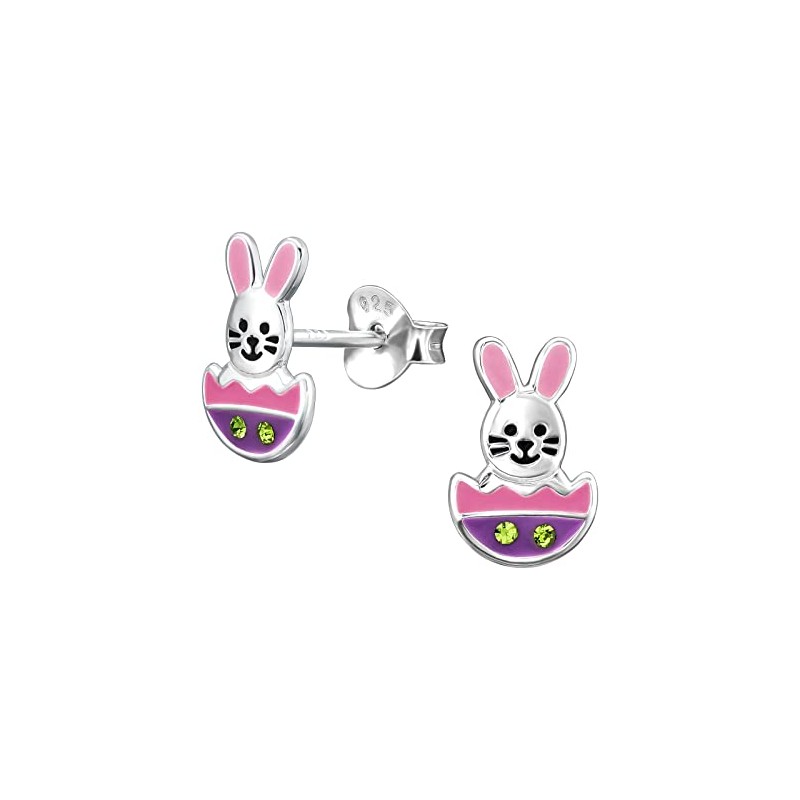Easter Bunny Rabbit Egg Earrings - 925 Sterling Silver