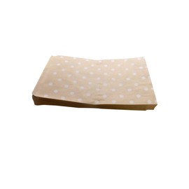 N'icePackaging 200 Qty 6" x 9" Decorative Flat Paper Gift Bags - White Polka-Dot on Brown Kraft Bags - For Sales/Treats/Parties Cookies/Gifts