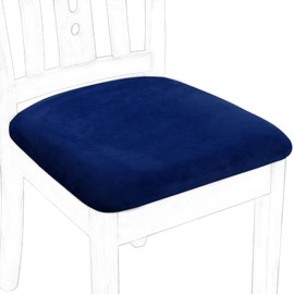 PiccoCasa Dining Chair Seat Covers Set of 6, Velvet Chair Seat Cover with Ties for Dining Room - Stretch Dining Chair Covers for Wedding Hotel, Removable Washable Royal Blue Chair Covers