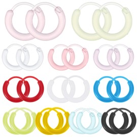 12 Pairs Hoop Earrings for Women Colored Resin Hoop Earrings for Sensitive Ears Women Summer Earrings