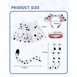 Dalmatian Dog Costume - 6-Piece 100 Days of School Outfit with Tutu, Shirt, Ears & Accessories Pet Week, School Spirit Day, Halloween