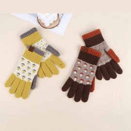 Lala 울 혼방 꽃무늬 기모 장갑(LALAGL003) Wool Blend Floral Fleece Gloves (LALAGL003)
