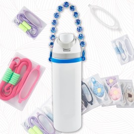 Bigwaves Bottle Silicone Handle Strap,Compatible Owala Freesip Water Bottle - Fits 16oz to 40oz, Water Bottle Carrier Grip Accessories for Running Bike, Gym Or Jogging (Blue)