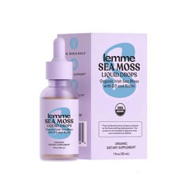 Lemme Irish Sea Moss Organic Liquid Drops with Vitamin D3 and Biotin for Trace Mineral Support, Immunity, Hair, Skin  Nails, Brain Health - Vegan,... 