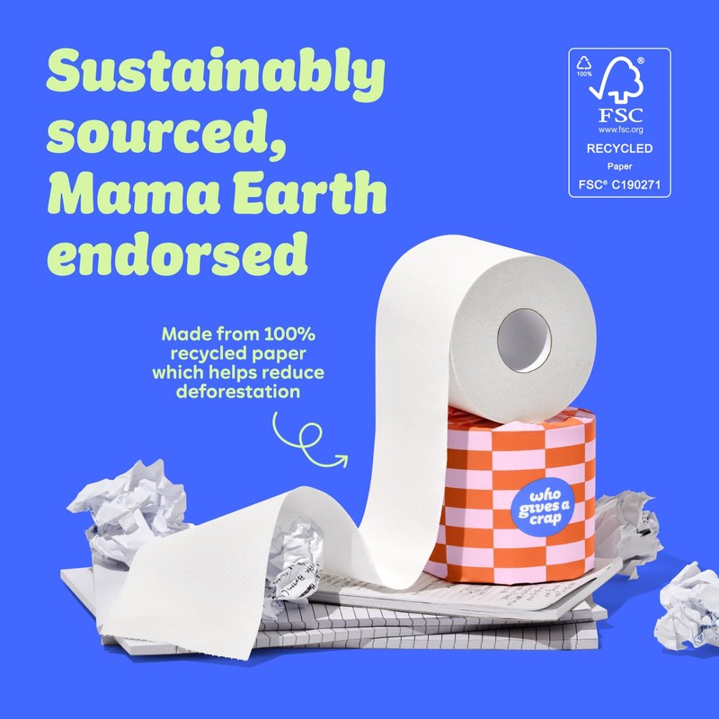 Who Gives A Crap | 100% Recycled Toilet Paper, 24
