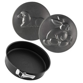 Zenker Springform Ø 26 cm SPECIAL CREATIVE, Backform mit 2 Motivböden, runde Kuchenform mit Antihaftbeschichtung, kreatives Backen (Farbe: Schwarz), Menge: 1 Stück