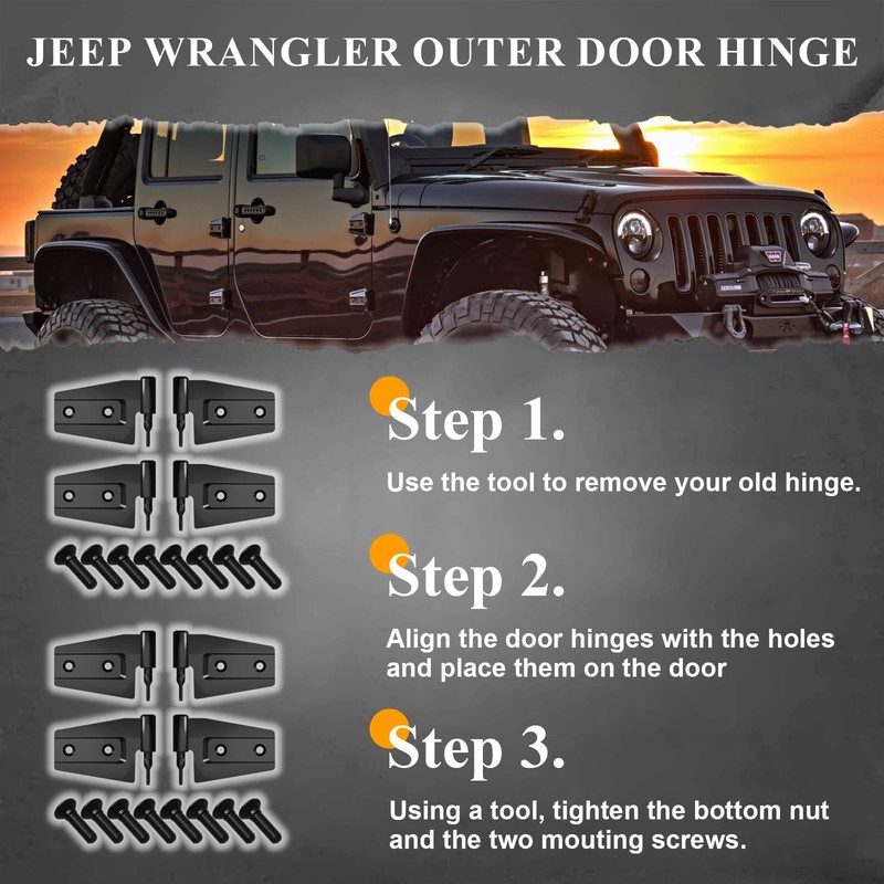 4 Door Hinges for Jeep Wrangler 2007-2018 JK JKU Unlimited