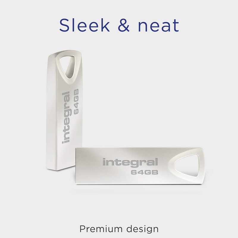 Integral 64GB USB Memory 2.0 Flash Drive Arc with Metal