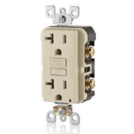 Leviton 20 Amp Light Almond GFCI Electrical Outlet Ground Fault Protection Safety Device