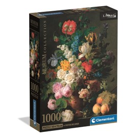 Clementoni - Puzzle 1000 Pieces Art for Adults and Boys, Museum Collection, Theme Van Dal Flower Vase, Compact Box with Poster, Gift Idea for Men and Women, Made in Italy, 70 x 50 cm, 39970