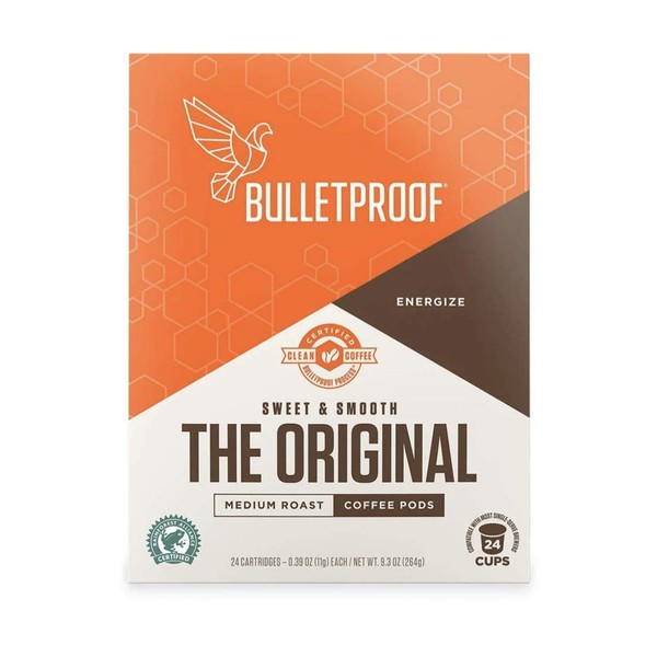 Bulletproof The Original Coffee Pods, Medium Roast, Compatible with Keurig, Keurig 2.0, Certified Clean Coffee, Original, 24 Count