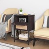 End Table with Charging Station, 2 Tier Rattan Decorated Nightstand