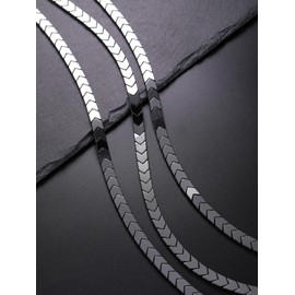 PiercingJak Men's Necklace Hematite Pearl Necklace 8 mm Wide Arrow Links Chain with Lobster Clasp Men's Crystal Chain Simple Charms Jewellery Birthday Gift for Men, 48 cm Length, Gemstone