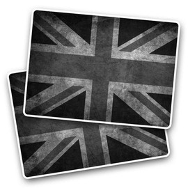 Rectangle Stickers(Set of 2) 7.5cm BW - Vintage Union Jack Flag Distressed Laptop Tablet Luggage Scrapbook #41563