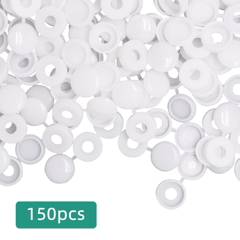 BUXIMN 150pcs Plastic Hinged Screw Covers Caps, Flolding Screw Cap