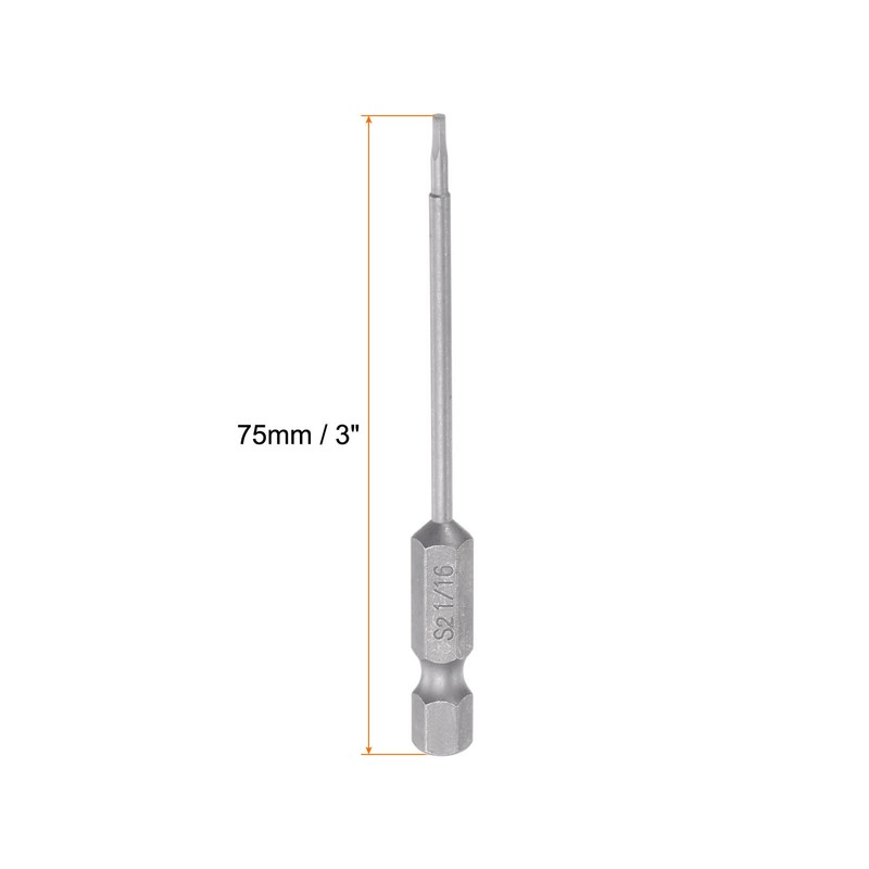 HARFINGTON 1/16" Hex Screwdriver Bit SAE 1/4" Hex Shank 3"