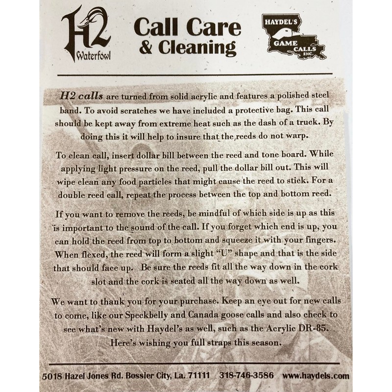 Haydel's Game Calls Inc. H2CC - Cajun Cutter Duck Call