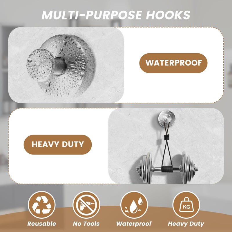 BKV Suction Cup Hooks for Glass Window,Removable Shower Hooks for