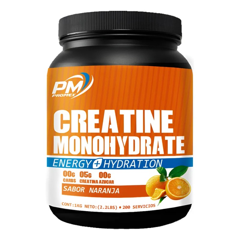 Creatina Monohidratada Promex 1kg 200 Servicios Sabores Naranja