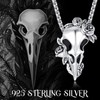 Raven Skull Necklace for Men Sterling Silver Viking Raven Necklace