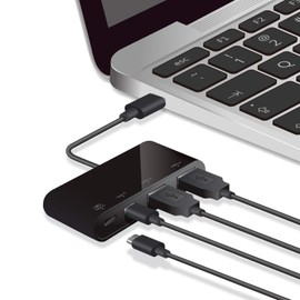 Elecom U3HC-A424P10BK USB Hub, USB Type C, USB 3.1 Gen2, 2 A-Female Ports, 2 Type-C Female Ports, Bus Power, PD Compatible, MacBook, iPad, Surface GO Pro 7, Chromebook, etc