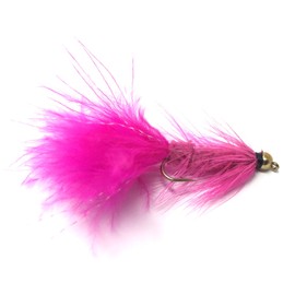 Feeder Creek Woolly Bugger Fly Fishing Flies for Trout, Bass and Salmon- 12pc Handmade Wet Flies for Fly Fishing in Various Patterns/Colors | Streamer Flies (6, Pink)