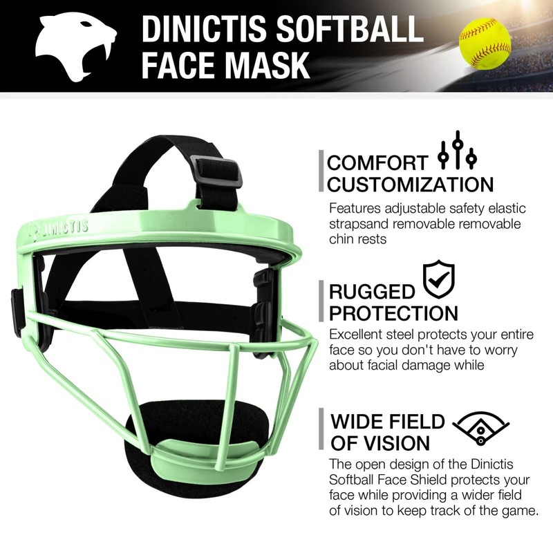 Dinictis Softball Face Mask, Lightweight, Comfortable, with Wide Field Vision,