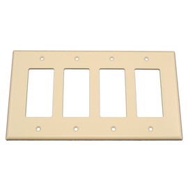 Leviton 80612-T 4-Gang Decora/GFCI Device Wallplate, Midway Size, Thermoset, Device Mount, Light Almond