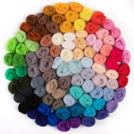 96pcs 10.4 oz Needle Felting Wool - 48 Colors Nature Wool Roving Yarn for Beginners Hand Spinning Felting Supplies, 3g/Pack