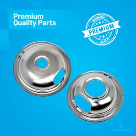 EvertechPRO W10278125 Electric Stove Drip Pans Top, Pack of 4, 2 Small 6 Inch and 2 Big 8 Inch Pans, Compatible with Whirlpool Range, Fits Most Top Brand Models