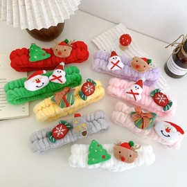 New Christmas Curly Strap Face Wash Headband for Women (Makeup Prep) One Size / Style No.4 8ea
