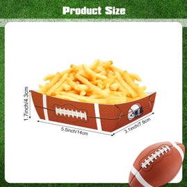 Fumwase 24 Pcs Football Paper Food Trays Disposable Football Serving Tray Paper Food Boats for Sport Event Birthday Tailgate Party Football Themed Party Favors Holds Nachos Tacos Fries
