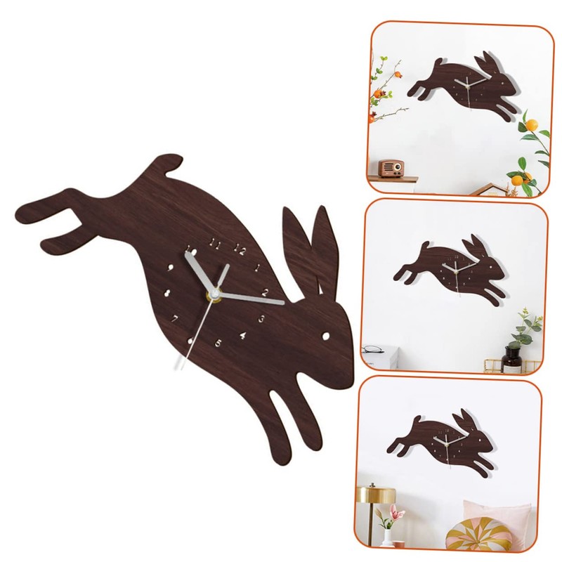 STOBAZA Boho Style Rabbit Wall Clock Mute Wall Clock Decor