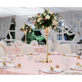 Gold Trumpet Vases for Table Centerpieces - 2 Pcs 22.4" Tall Versatile Metal Trumpet Vase Tabletop Flower Stand for Party Dinner Anniversary Ceremony Centerpiece Event